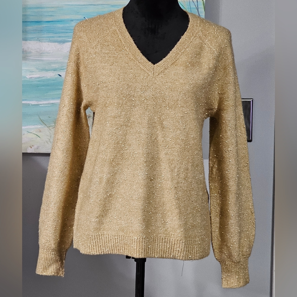 Loft Shimmer V-Neck Sweater Size Medium